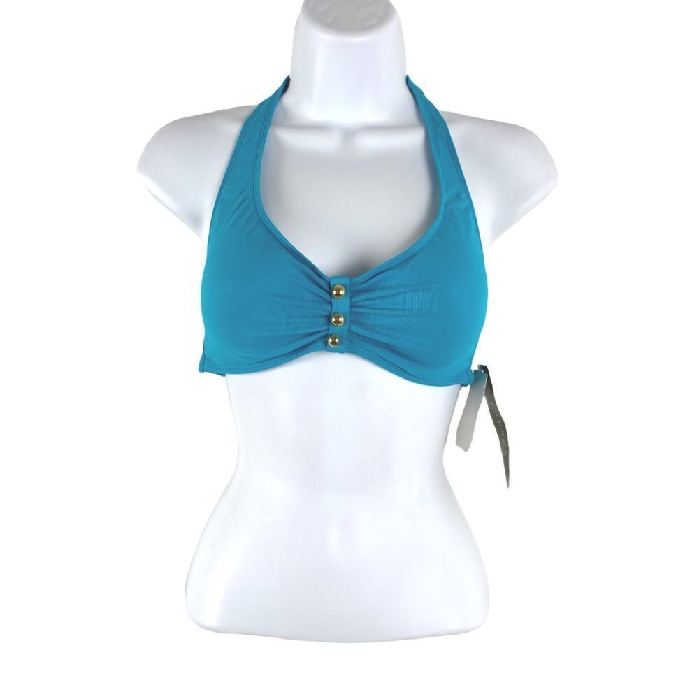 Lauren Ralph Lauren Halter Bikini Top Turquoise NWT Women's Size‎ 6